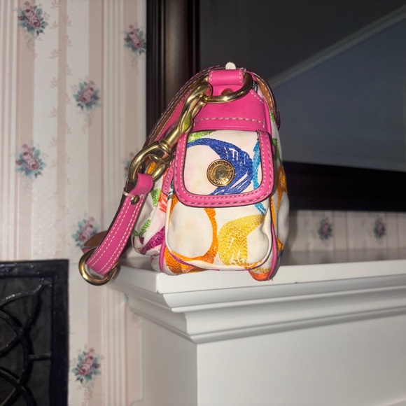 Coach Y2K Scribble Stitch Pocket satchel and brass hardware AS IS staining - Picture 2 of 15